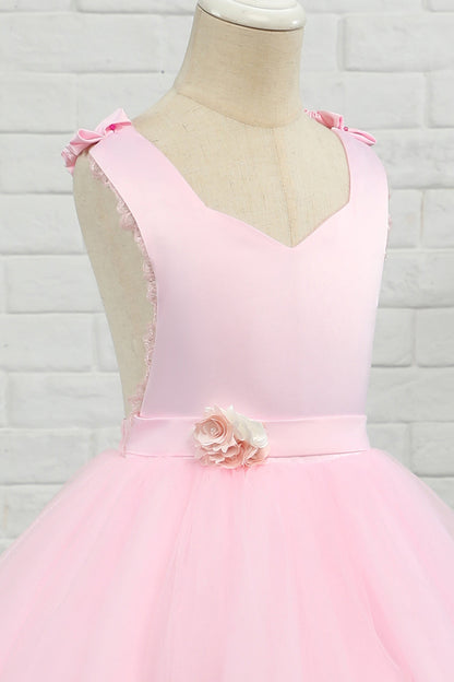 Pink Floor Length Flower Girl Dress