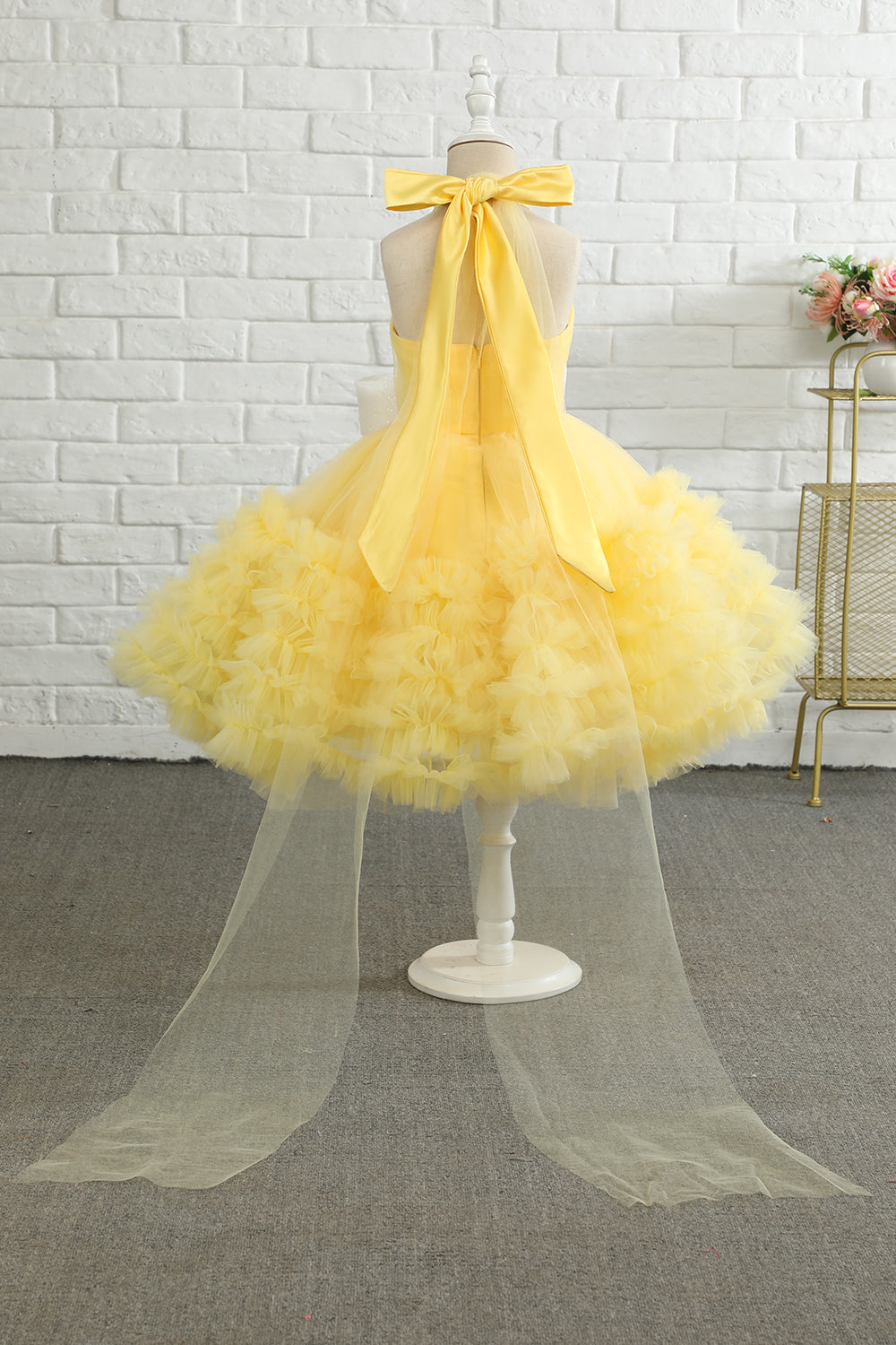 Yellow Halter Flower Girl Dress