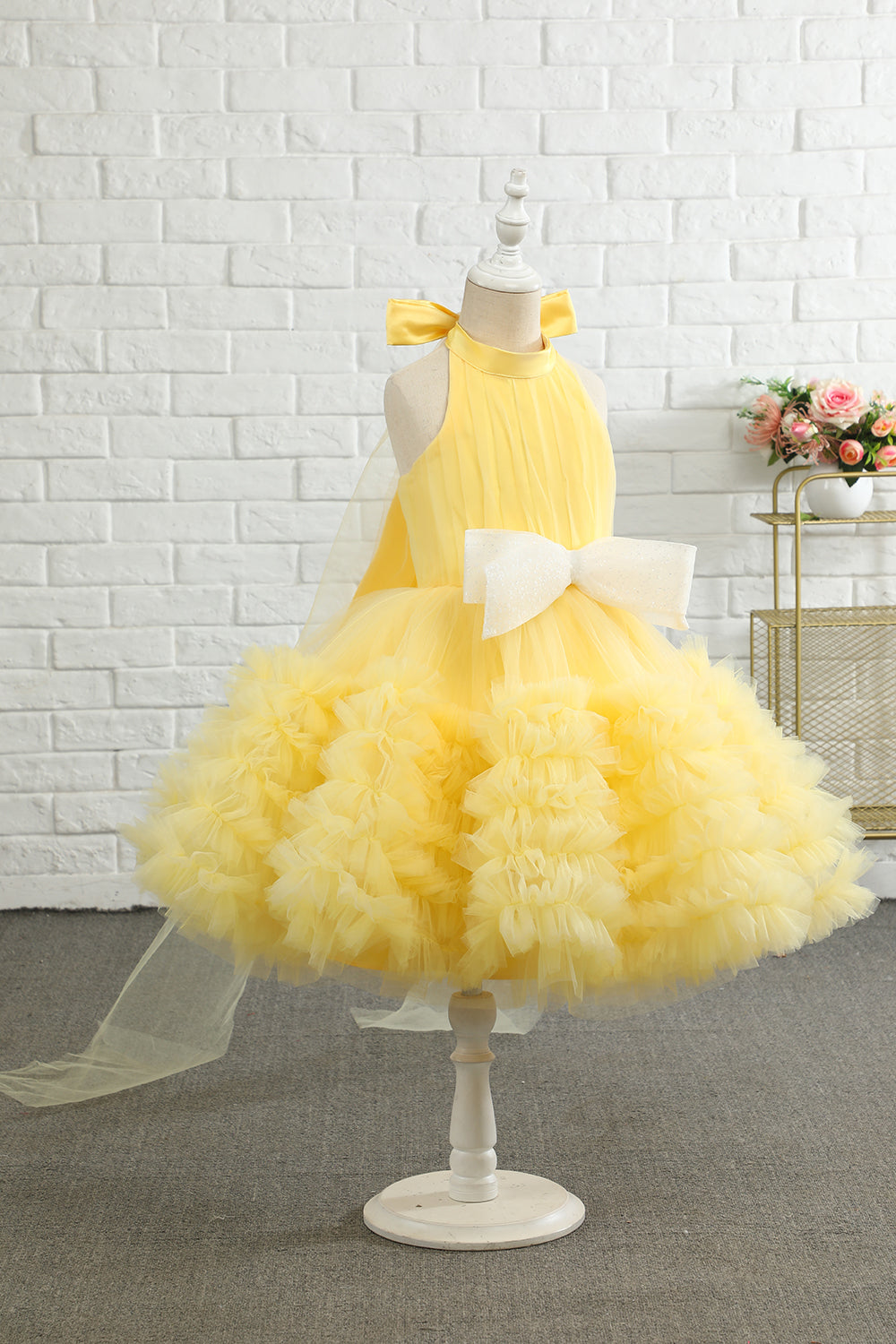 Yellow Halter Flower Girl Dress