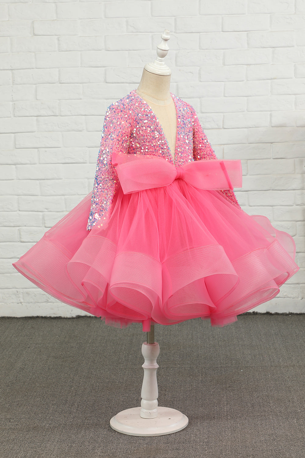 Fuchsia Tulle Sequins Flower Girl Dress