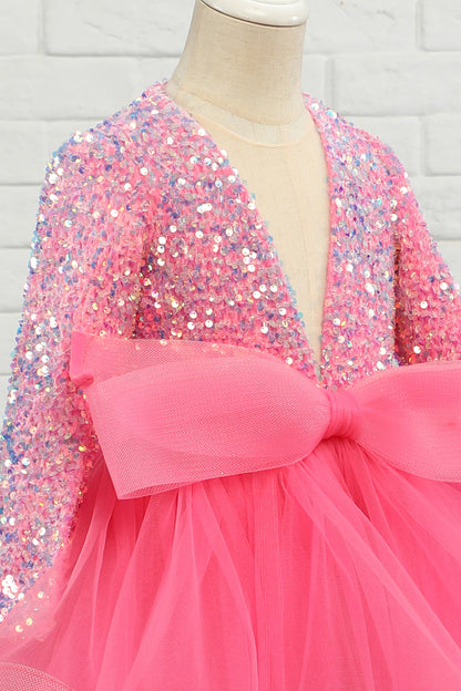 Fuchsia Tulle Sequins Flower Girl Dress