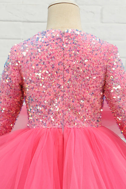 Fuchsia Tulle Sequins Flower Girl Dress