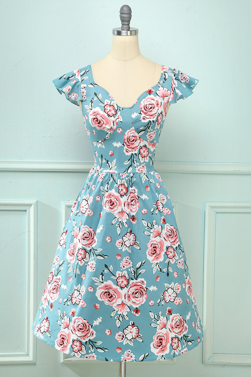 Pink Rose Floral Vintage Dress