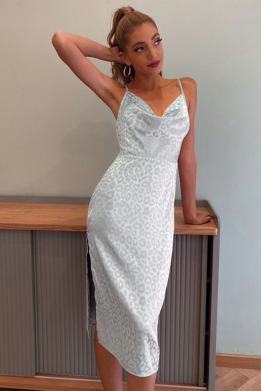 Grey Leopard Cocktail Dress