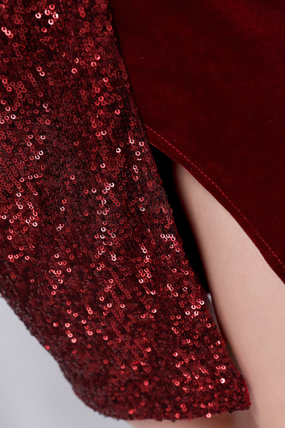 Burgundy Sequins & Velvet Cocktail Dress