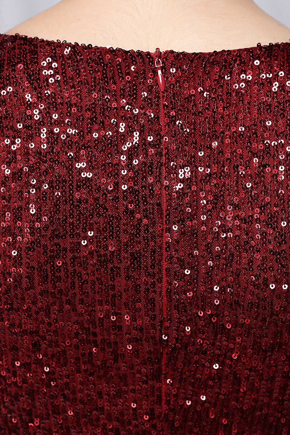 Burgundy Sequins & Velvet Cocktail Dress