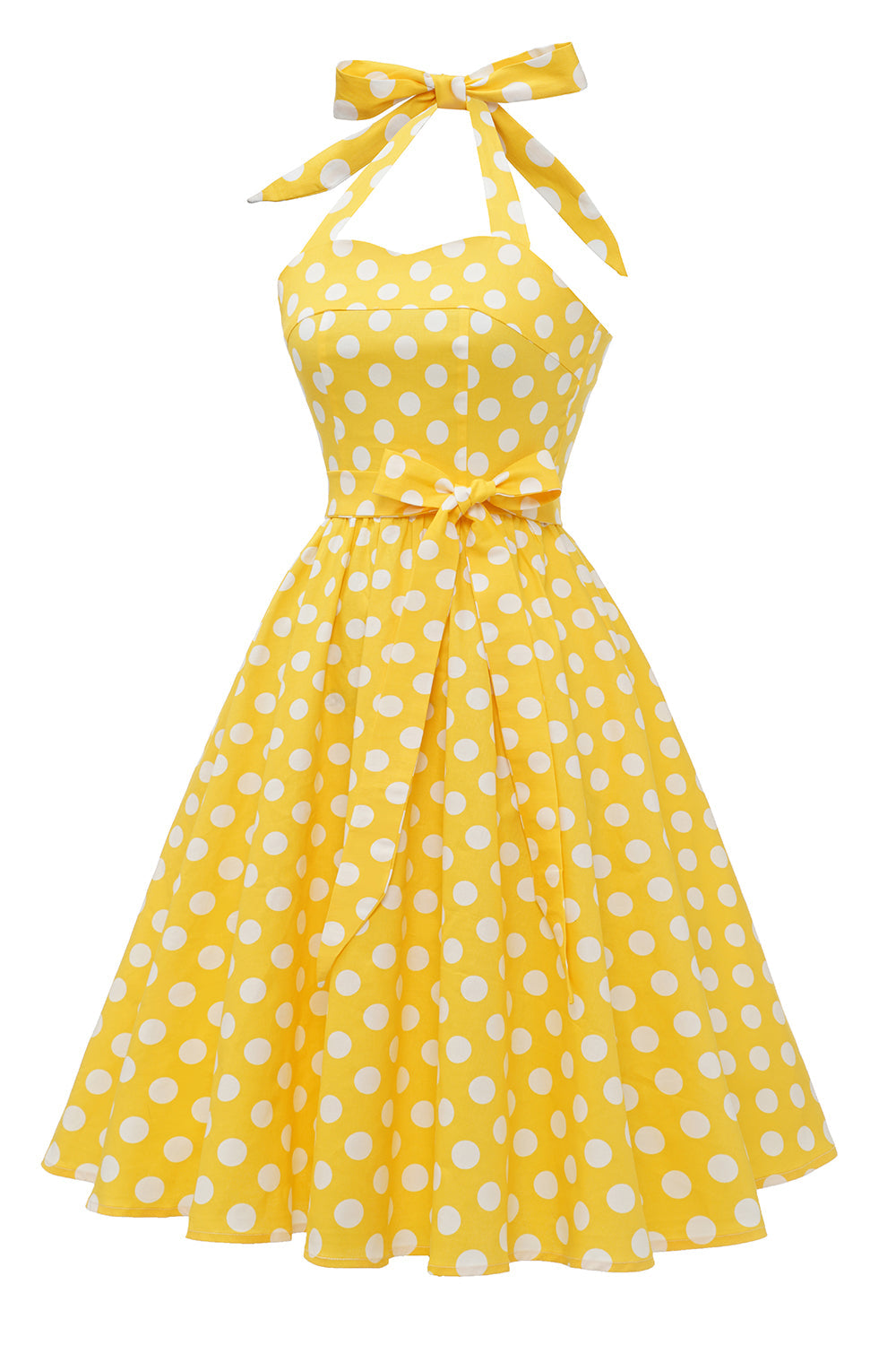 Yellow Polka Dots Pin Up Vintage Dress