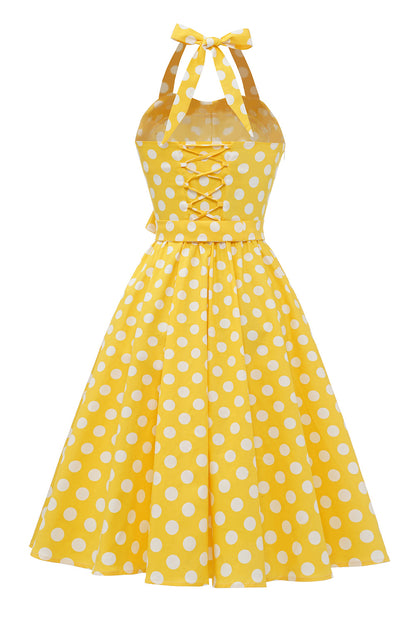 Yellow Polka Dots Pin Up Vintage Dress