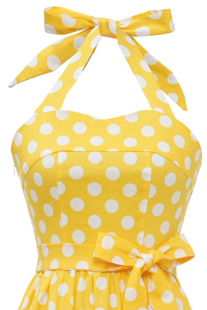 Yellow Polka Dots Pin Up Vintage Dress