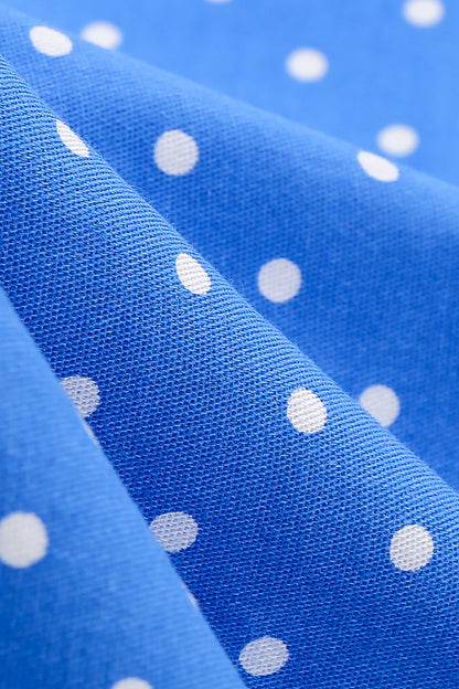 Halter Neck Blue Polka Dots Vintage Dress with Backless