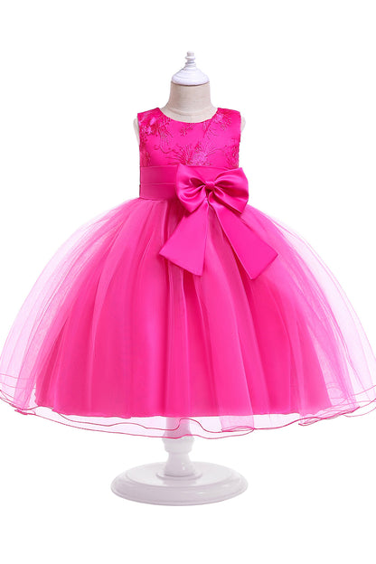 A Line Puffy Flower Girl Dress with Bowknot