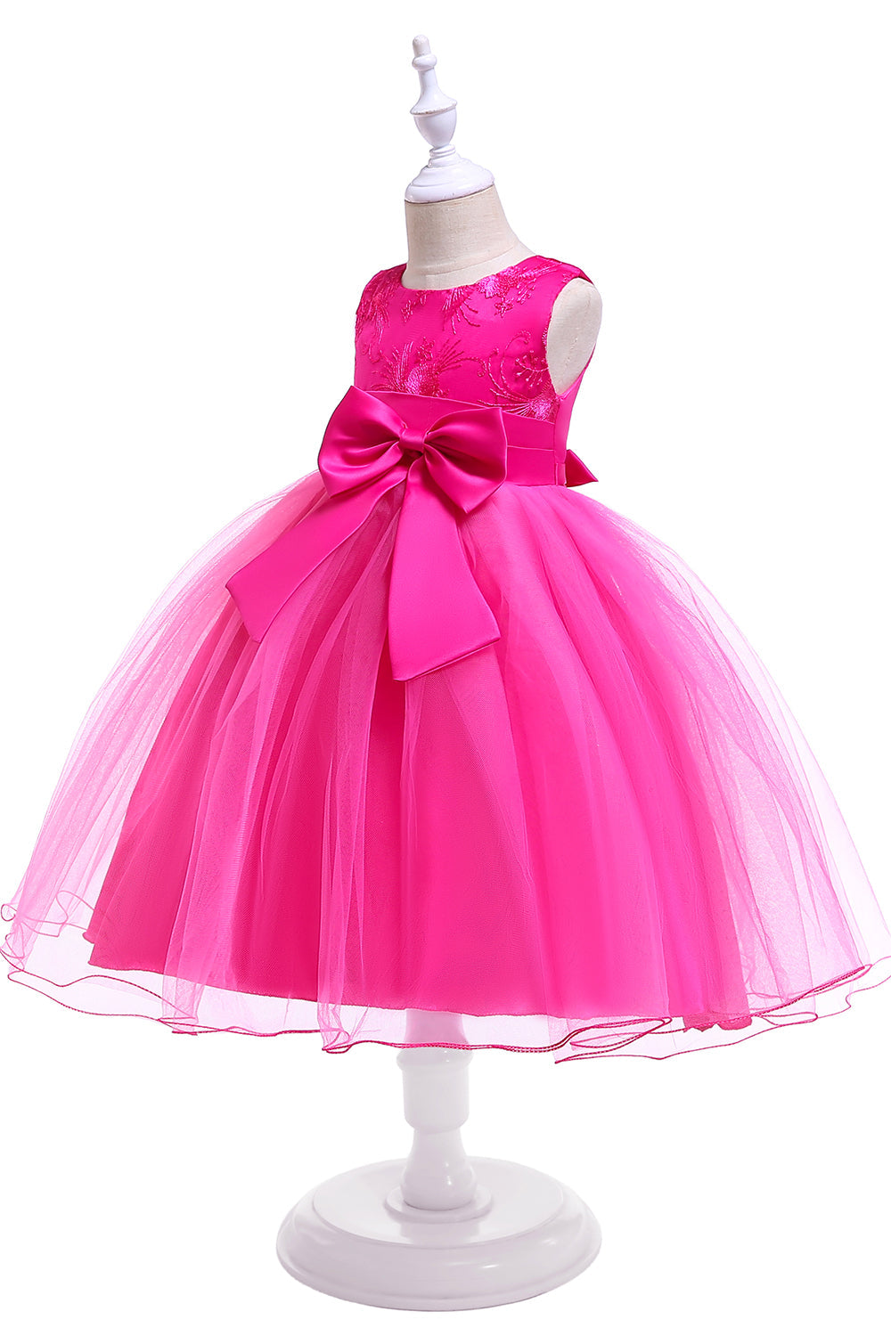 A Line Puffy Flower Girl Dress with Bowknot