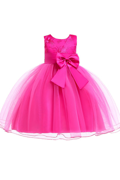 A Line Puffy Flower Girl Dress with Bowknot