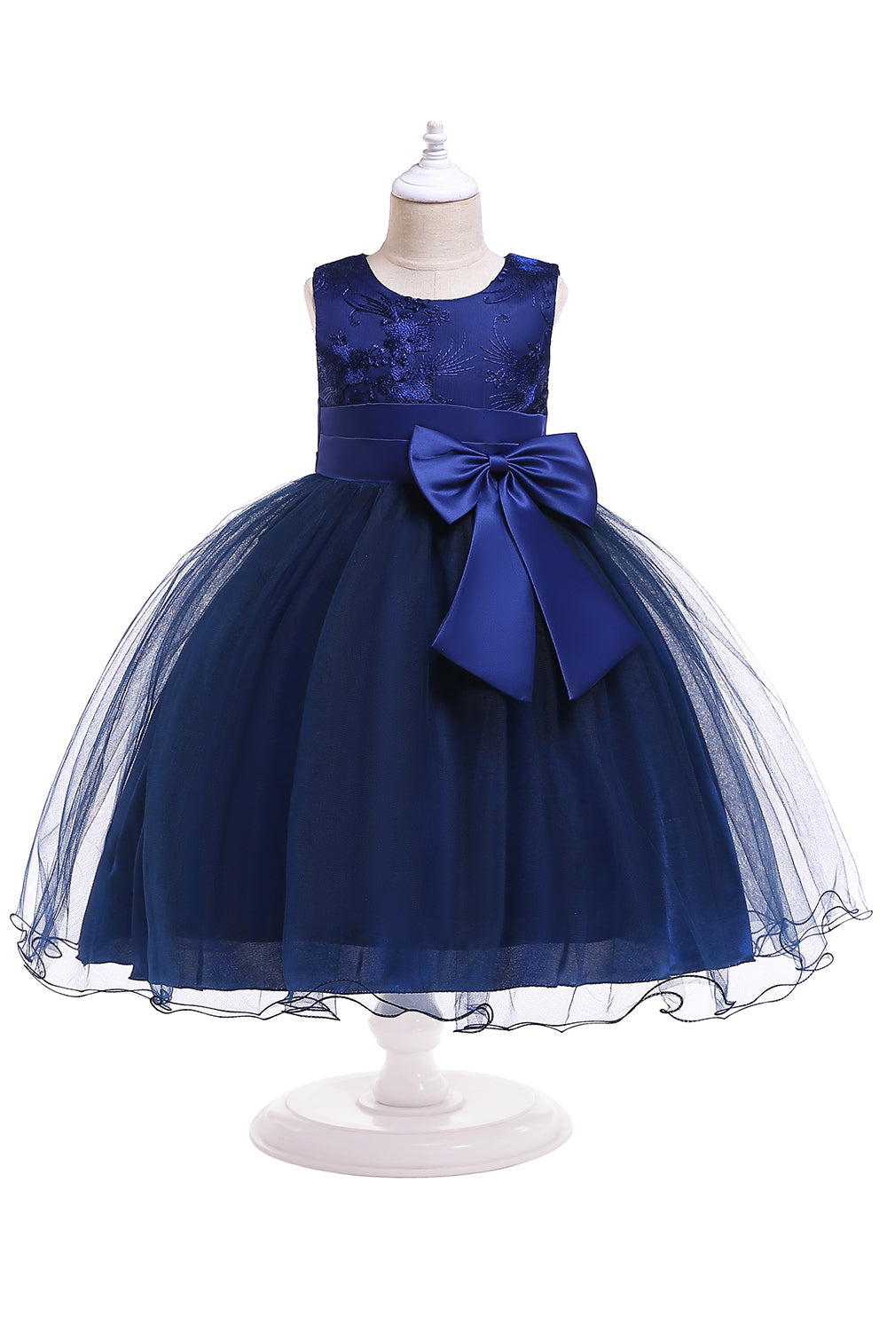 A Line Puffy Flower Girl Dress with Bowknot