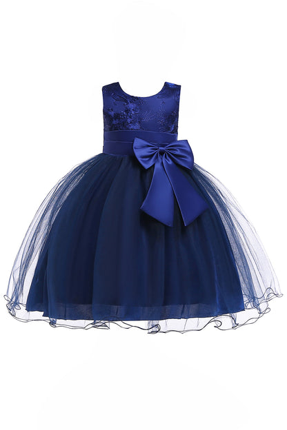 A Line Puffy Flower Girl Dress with Bowknot