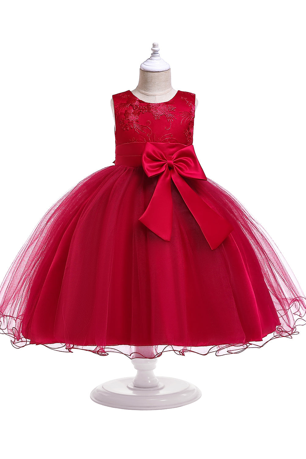 A Line Puffy Flower Girl Dress with Bowknot