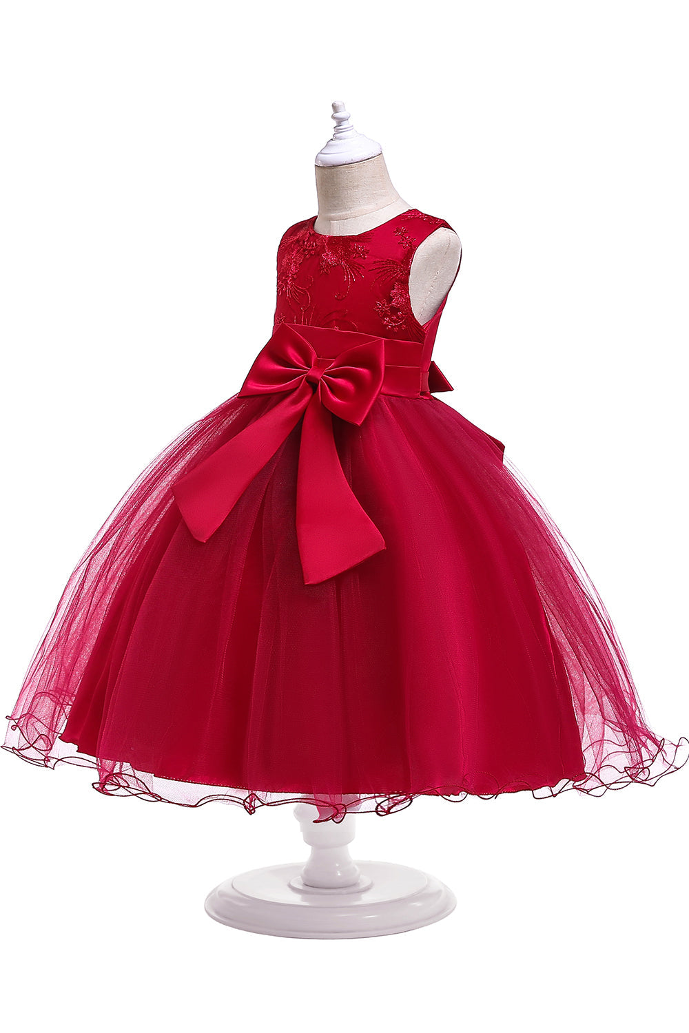 A Line Puffy Flower Girl Dress with Bowknot