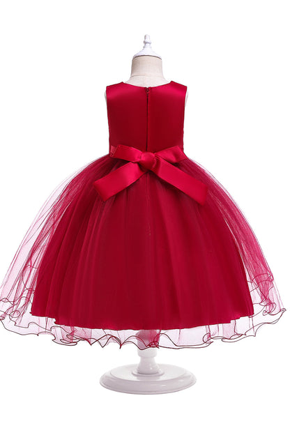 A Line Puffy Flower Girl Dress with Bowknot