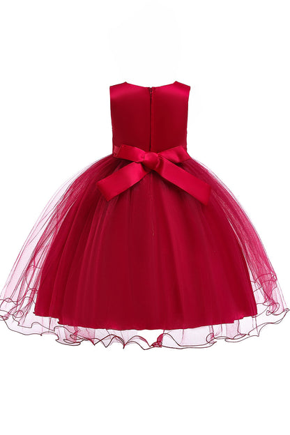 A Line Puffy Flower Girl Dress with Bowknot