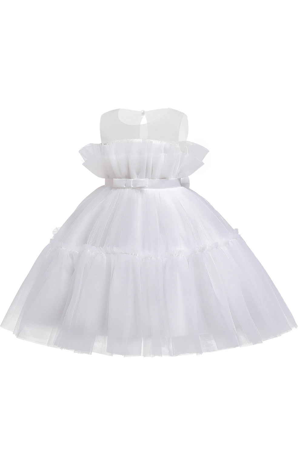 Blue A-line Tulle Flower Girl Dress with Bow