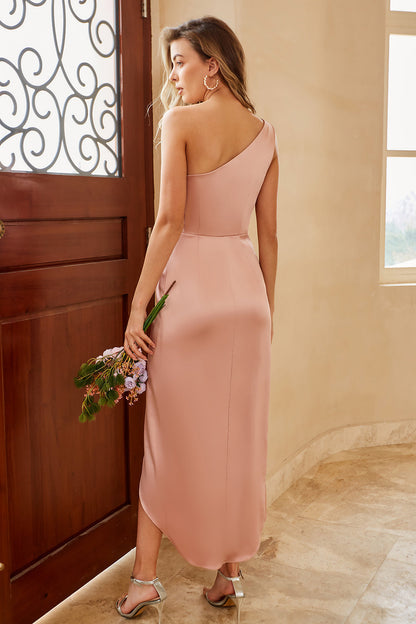 Dusty Rose One Shoulder Bridesmaid Dress