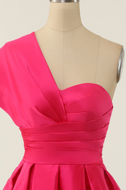 Fuchsia One Shoulder Cocktail Dress