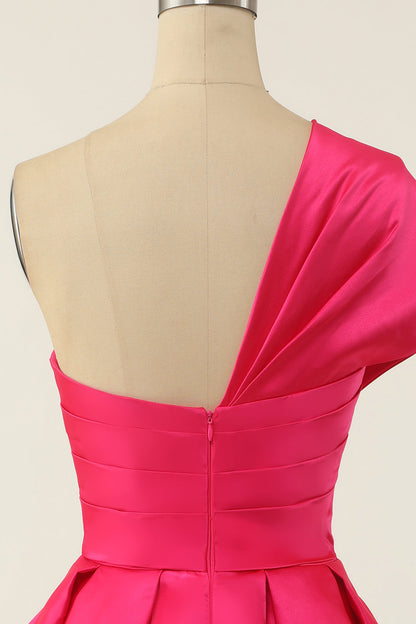 Fuchsia One Shoulder Cocktail Dress