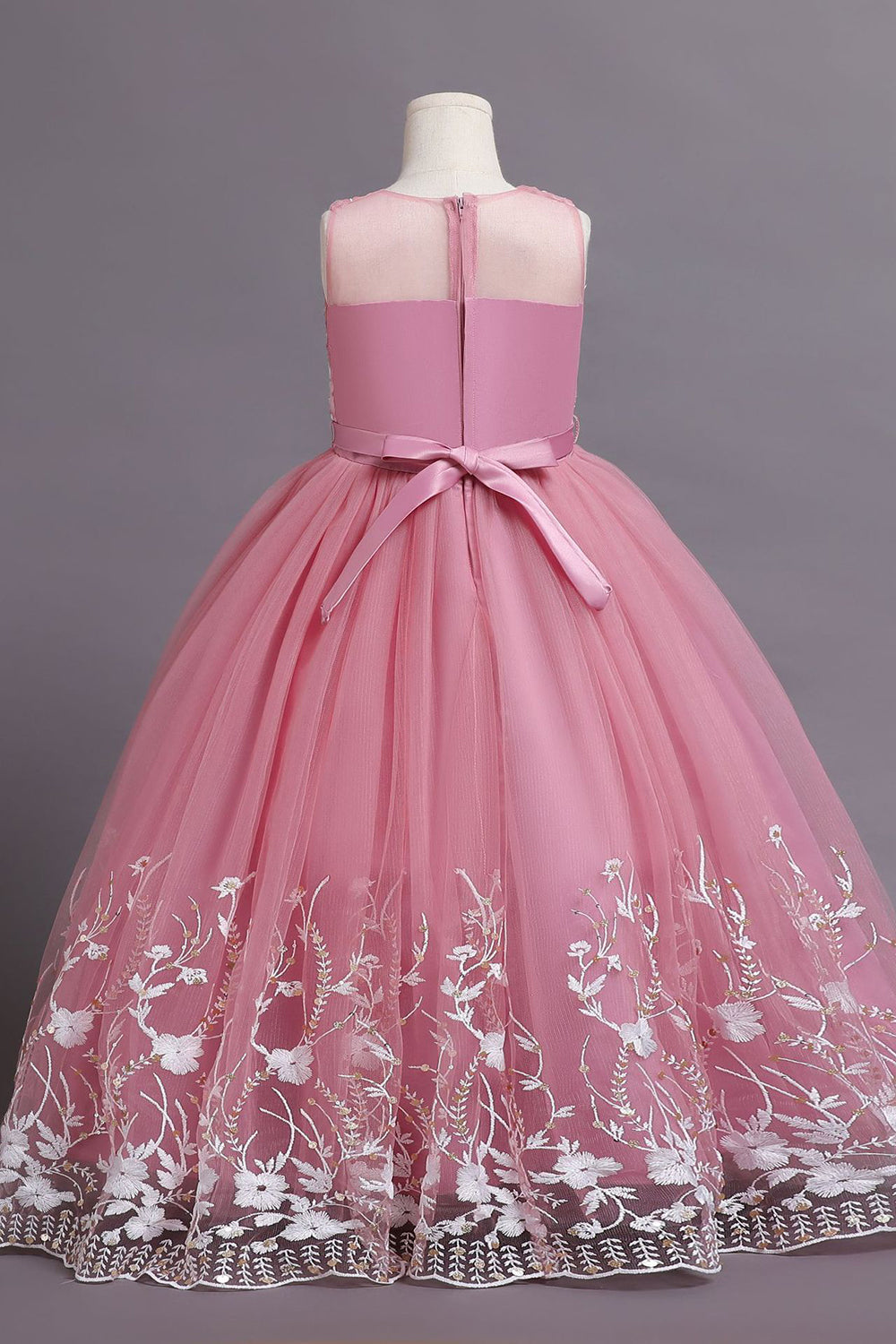 Tulle Blush Flower Girl Dress with Bowknot