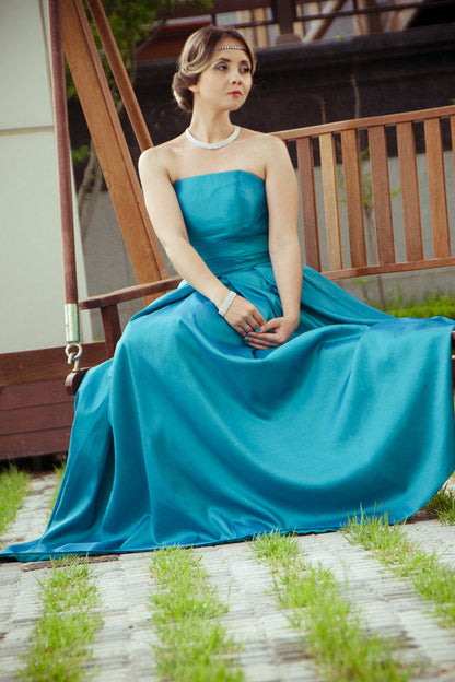 A-line Strapless Floor Length Sleeveless Chiffon Bridesmaid Dress