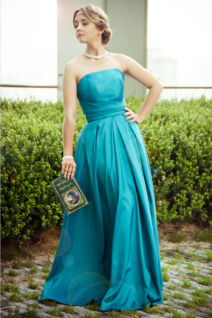 A-line Strapless Floor Length Sleeveless Chiffon Bridesmaid Dress