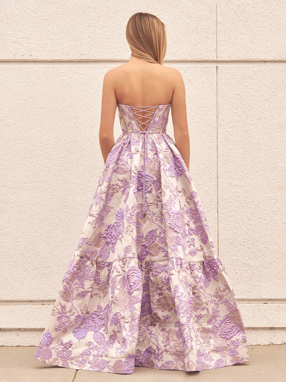 Delice | A-Line Sweetheart Floral Printed Long Prom Dresses