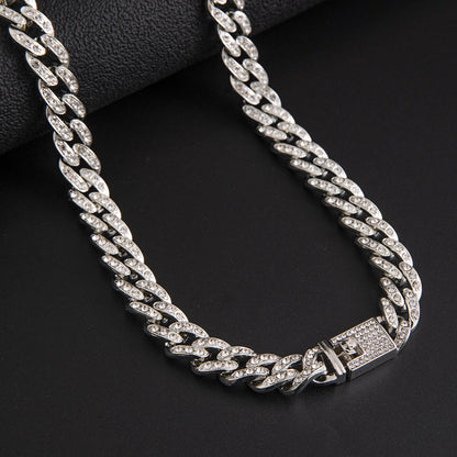 Men's Cool High End White Rhinestone Alloy Cuban Chain Necklace