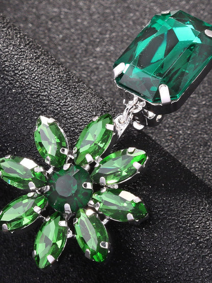 Women's Luxury High-end Emerald Crystal Flower Delicate Earrings