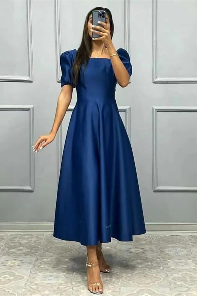 Elegant Online Square A-Line Prom Dress With Short Sleeves ED0177