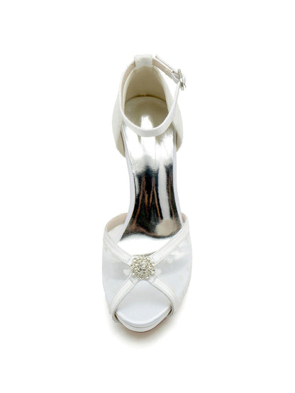 Women's Wedding Shoes Rhinestone High Heel Open Toe Bridesmaid Shoes