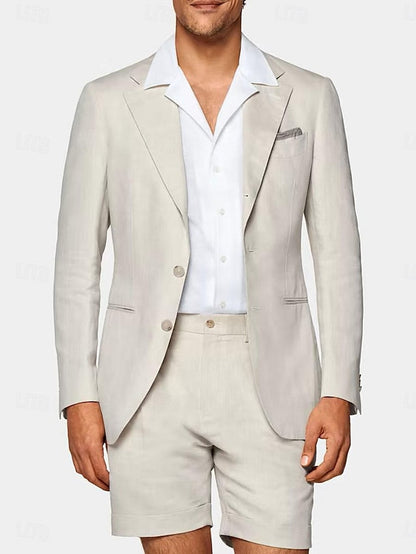 Men's Tailored Fit Single Breasted One-button 2 Pieces Linen Suits