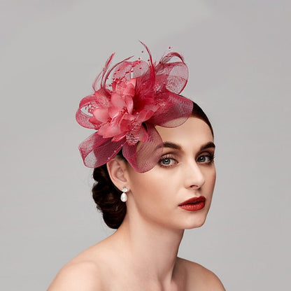 Elegant Feather Net Fascinators Hats with Feathers