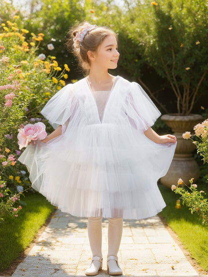 Enchanted Garden Fairy Elegant Tulle Toddler Flower Girl Dress