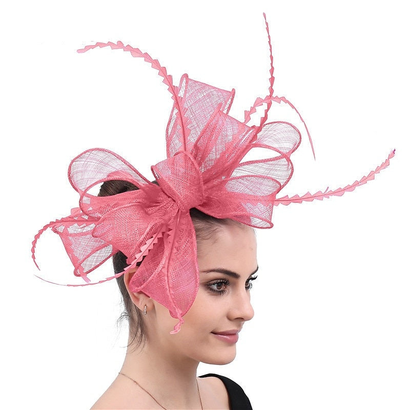 Elegant Net Saucer Hat Fascinator Hats Headpiece Flower Feather & Bowknot