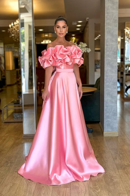 Lovely Pink Off-The-Shoulder Prom Dress ZT0470