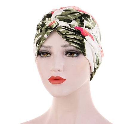 Women Muslim Daily Folding Cross Knotted Hair Elastic Bandanas Turban