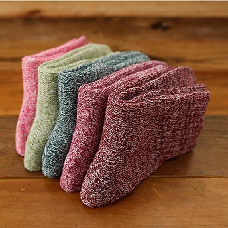 5 Pairs Women's Home Daily Solid Color Spandex Acrylic Fibers Simple Casual Warm Crew Socks