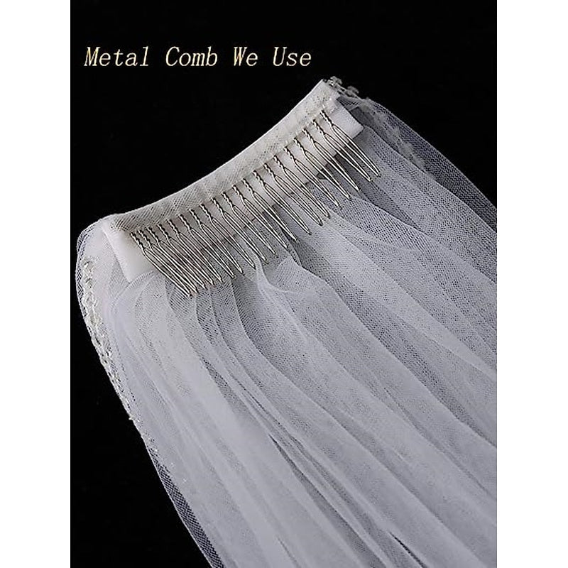 One-tier Lace Applique Wedding Veil Cathedral Veils with Embroidery