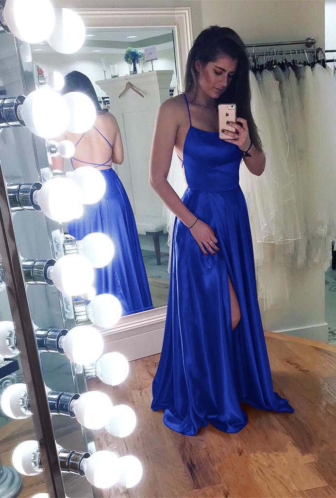 Mermaid Spaghetti-Straps Prom Dress With Slit PD045