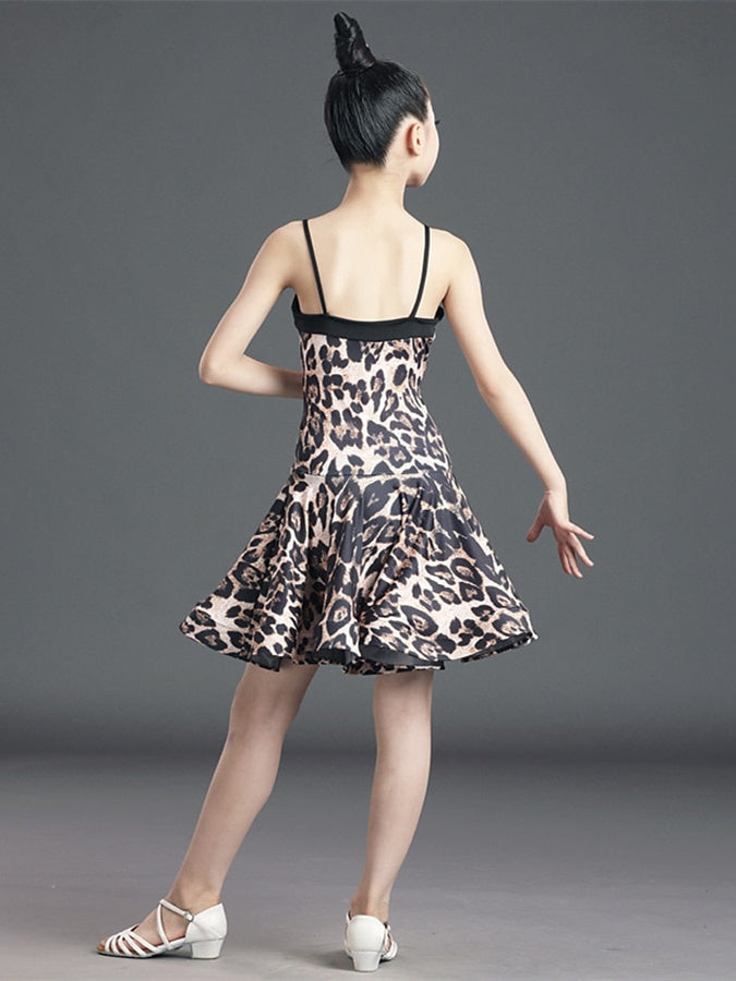 Latin Dance Kids' Dancewear Sleeveless Leopard Print Girls' Performance Polyester