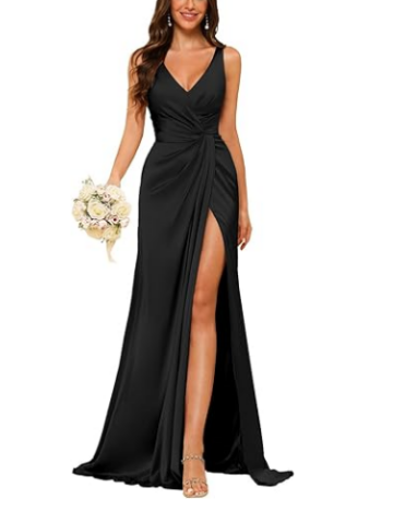 Sheath V-Neck Sleeveless Floor-Length Bridesmaid Dress with Ruched