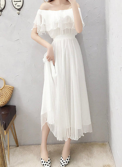 White chiffon summer dress fashion girl dress  1111