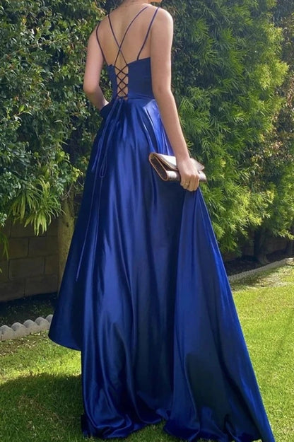 Royal Blue Long Prom Dress String Back PD0153