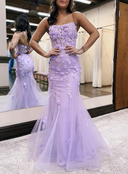 Armani |Lilac Mermaid Scoop Neck Prom Dress with Appliques