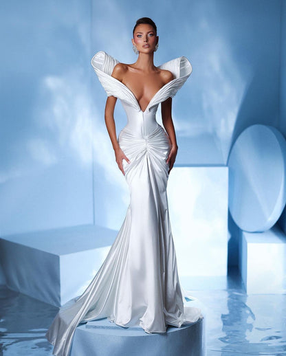 Gorgeous White Sliming Prom Dress Unique Design Mermaid Dress LY0035